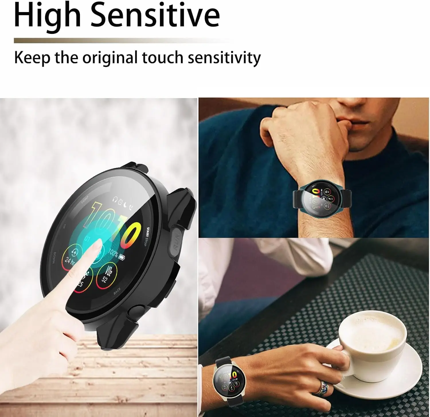 Gehärtetes Glas + PC-Hülle für Garmin Forerunner 265, Displayschutzfolie, Stoßstange für Garmin Forerunner 265, kratzfeste Schale – Detail 5