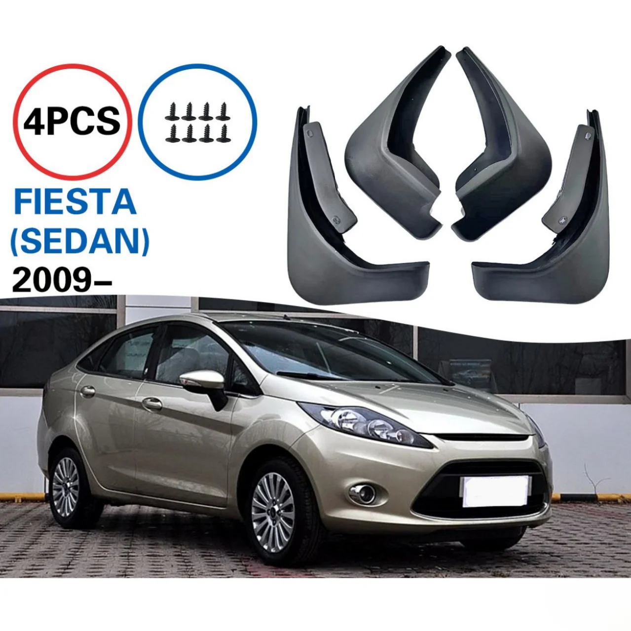 

Автомобильные брызговики, совместимые с Fiesta 2009 г., передние и задние черные 4 шт., брызговики, брызговики, брызговики, брызговики