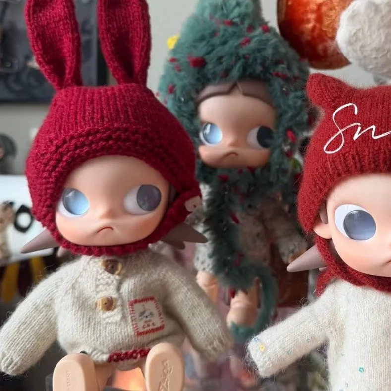 For 1/8 Zsiga Desire Lady Doll Clothes Red Knitted Rabbit Hat Sweater Suit Hand Knit Outfit Replacement Costume