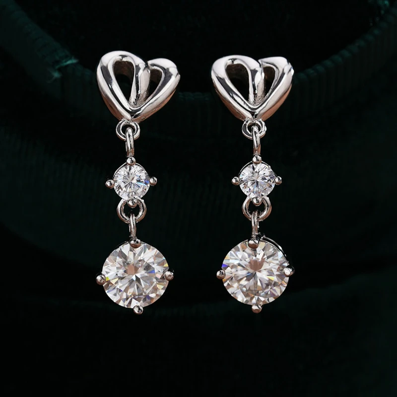 

KNB 1CT Certified Real Moissanite Diamond Love Heart Earrings for Woman 925 Sterling Silver Engagement Wedding Exquisite Jewelry