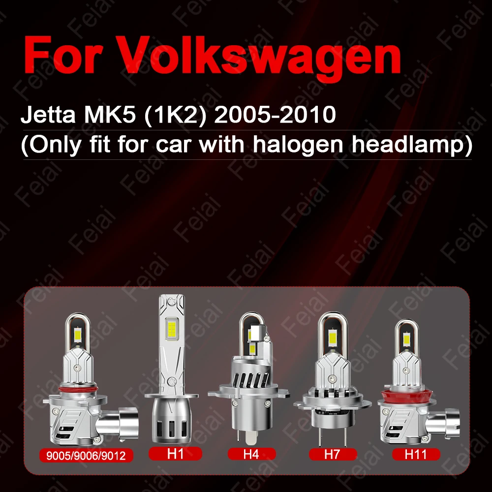 For Volkswagen VW Jetta MK5 Headlight LED Bulb Jetta 5 Accessories 2005 2006 2007 2008 2009 2010 Car Headlights Auto Headlamps