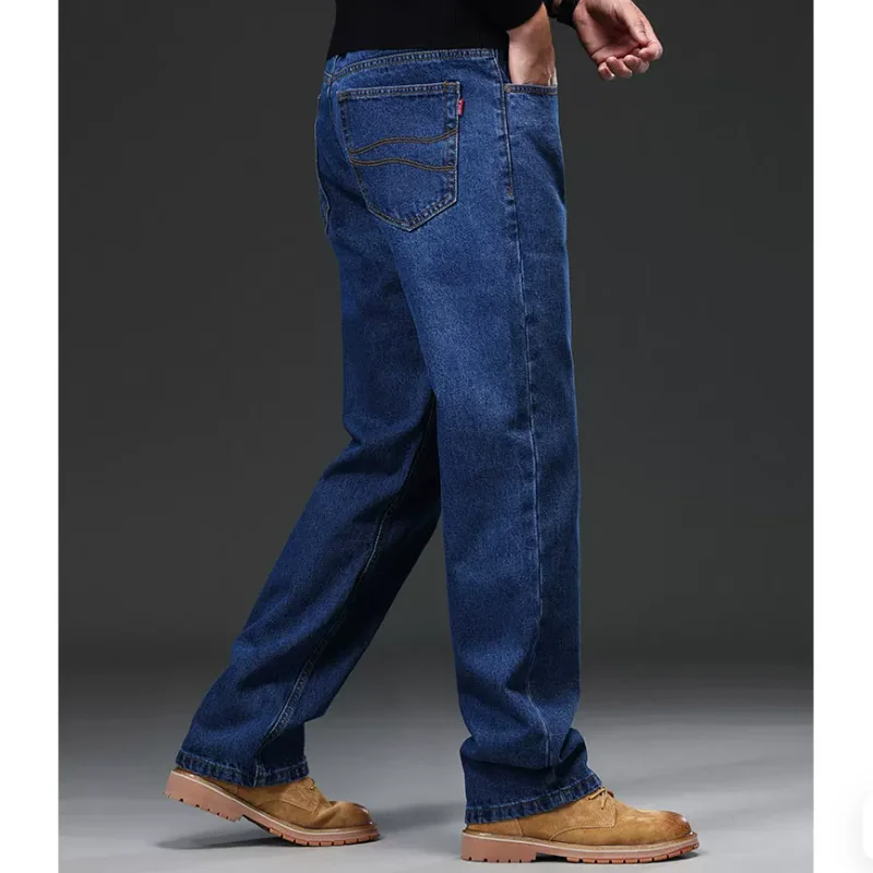 Men's Loose Straight Leg Wide Leg Jeans For Middle-aged and Elderly Casual Plus Size Pants