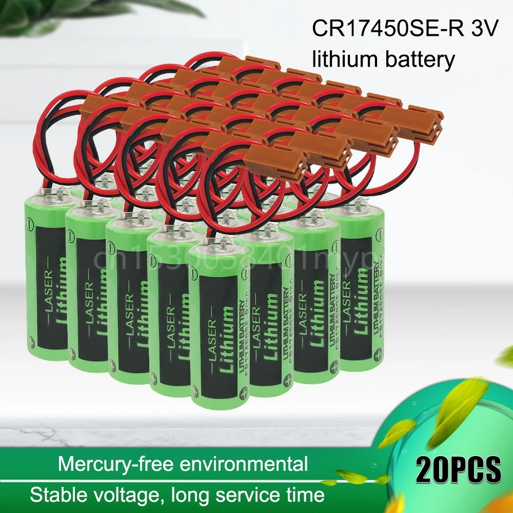 

20PCS New CR17450SE-R (3V) CR17450 CR17450SE with Brown Plug Instrumentation equipment industrial control PLC lithium Battery