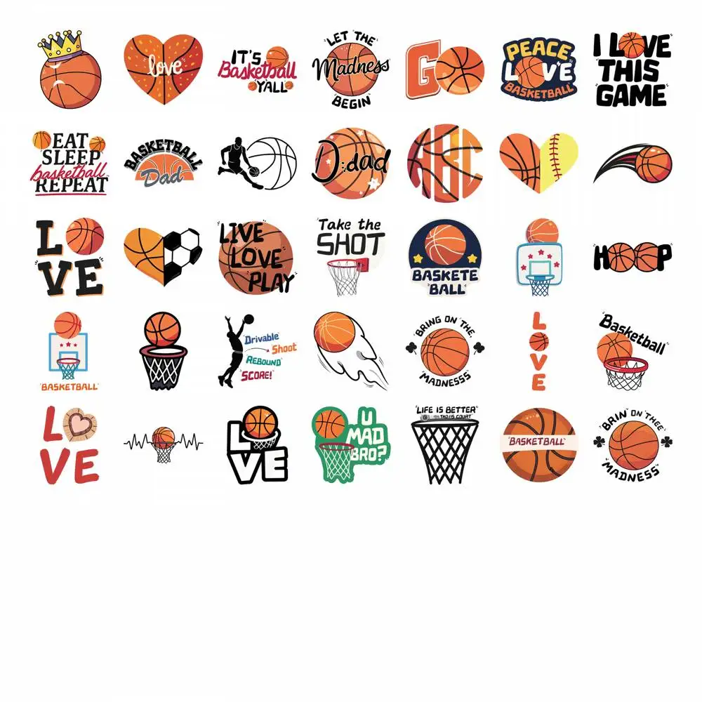 35PCS Basketball Theme Graffiti Stickers Heart Sports Decals for Kids Teens Birthday Gift School Stationary Decor Autocollant