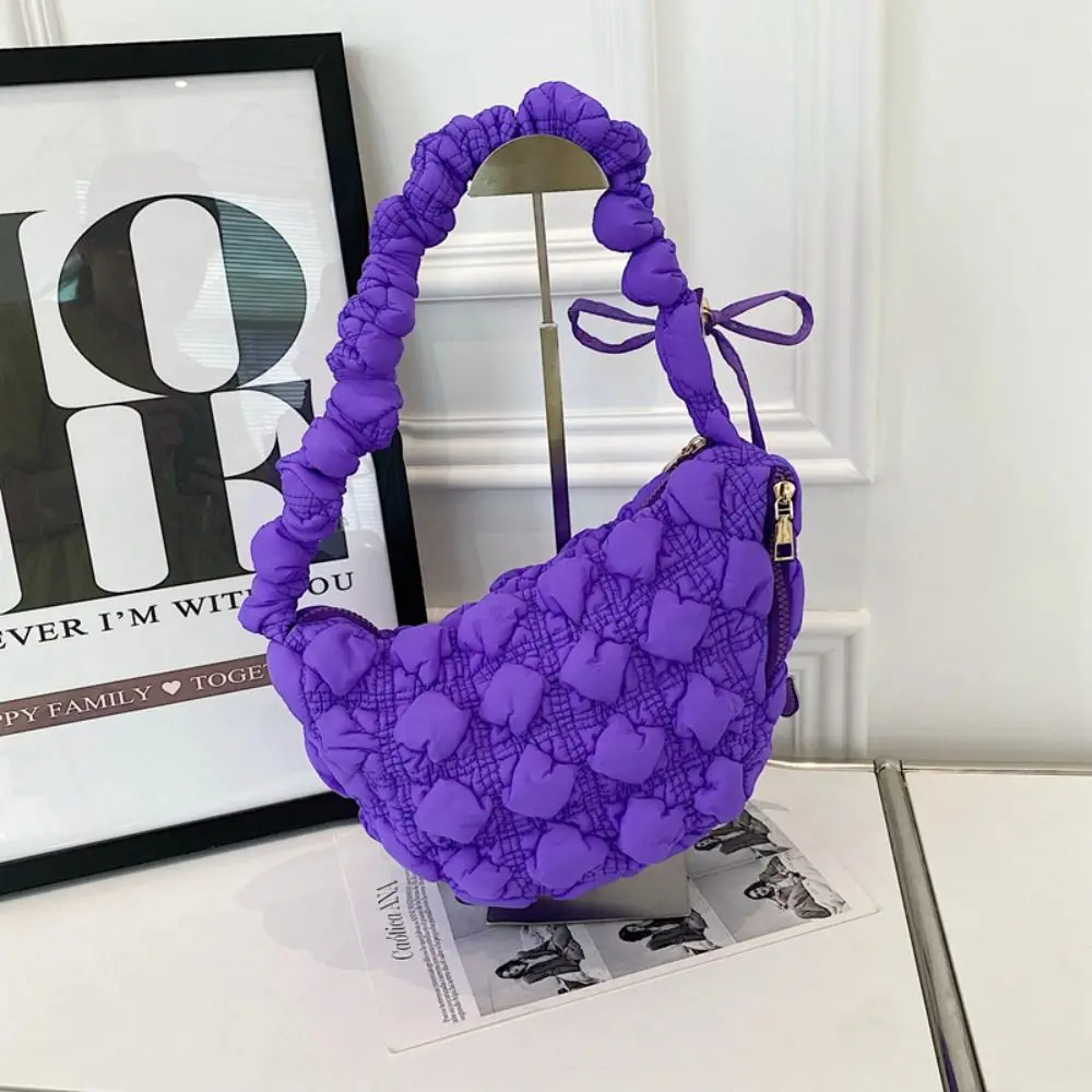 

Cute Space Cotton Korean Shoulder Bag Korean Style Dumplings Bag Rhombus Plaid Handbag Banquet Plaid Bubble Cloud Bag Girls