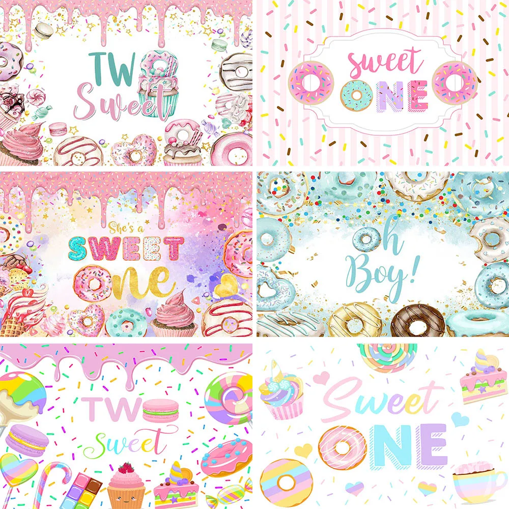 

Mocsicka Donuts Theme Sweet One Childs Birthday Backdrop Oh Boy Baby Shower Background Candy Cake Party Decor Photo Studio Props