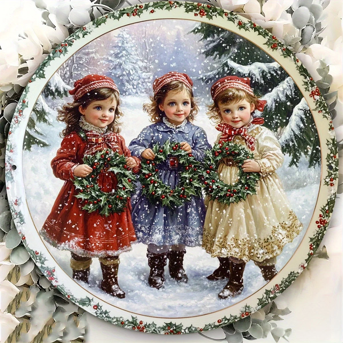 لافتة معدنية لمشهد عيد الميلاد الشتوي فيكتوريا، لوحة فنية جدارية عتيقة للعطلات، مناسبة لغرفة النوم وغرفة المعيشة والمدفأة والعطلات