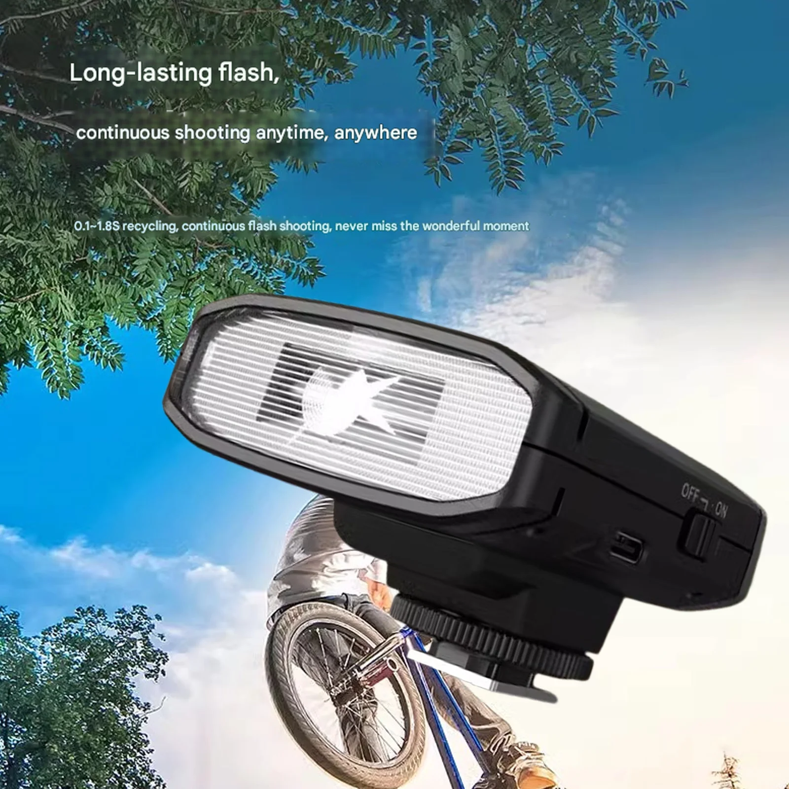 

TR-100 Мини-вспышка Speedlite 5500K Беспроводная лампа для горячего башмака — компактная и портативная вспышка для фотографов и энтузиастов