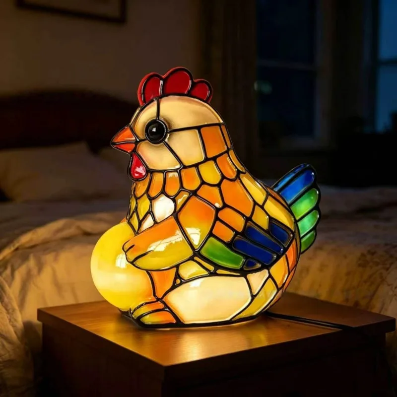 LED Illuminated Portable Animal Night Light Highland Cow Resin Figurine USB Plug 16cm Cable Inline Switch Home Table Decor Lamp