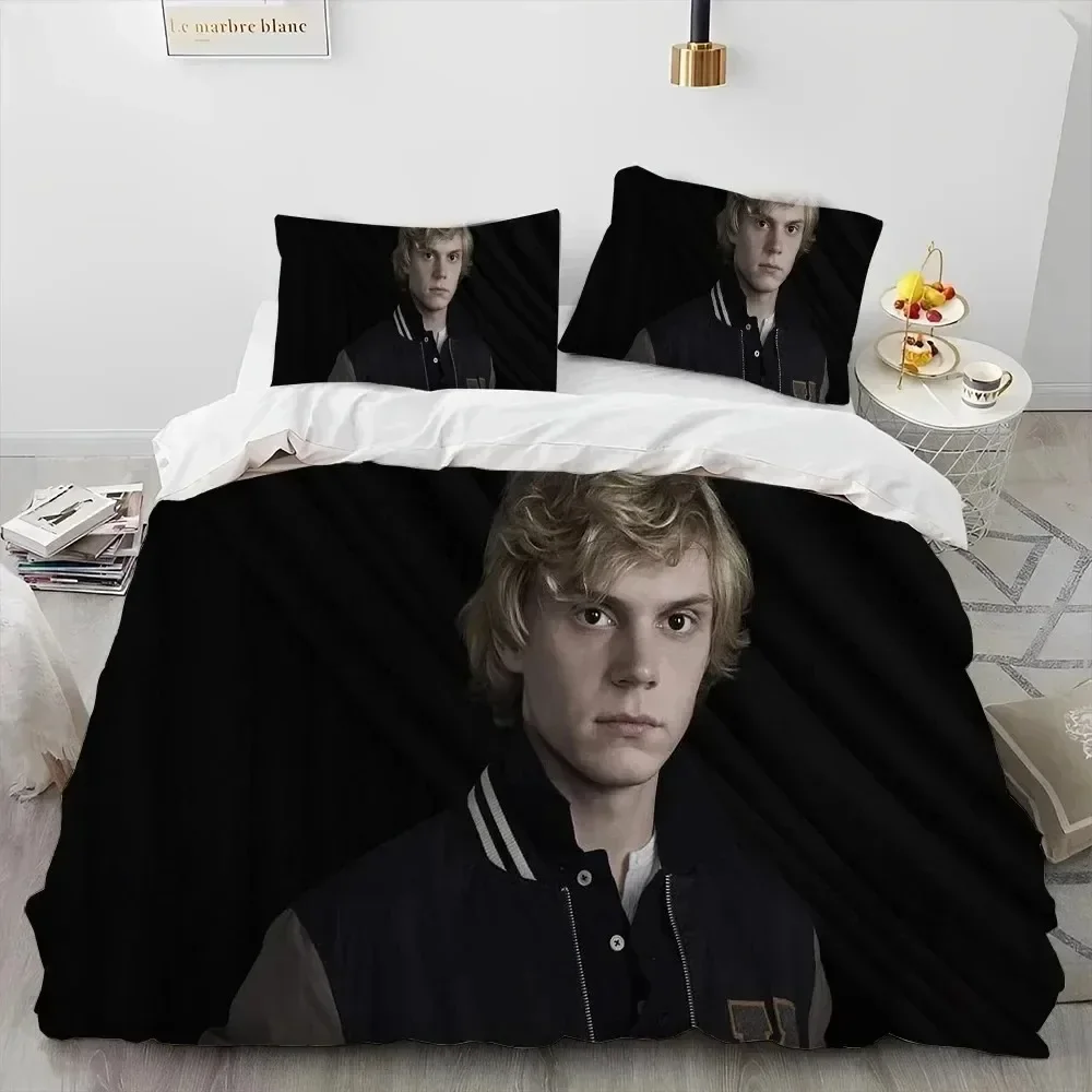 Cute Evan Peters Movie TV Actor Comfortable Duvet Quilt Cover Pillowcase Bedding Set Children Bedroom Decoration Home Textile