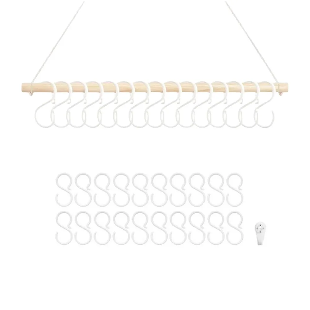 

1 Set Large Capacity Hair Headband Storage Rack Space Saving Hook Up Wall Hanging Storage Wooden with Hooks Headband Holder