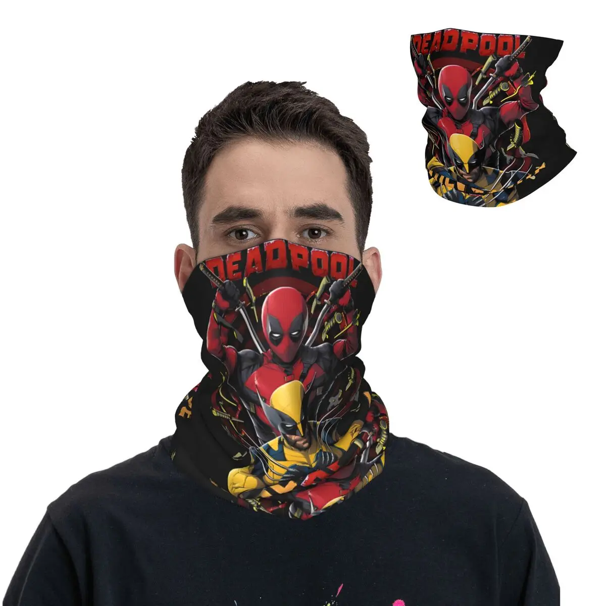 D & W Bandana Neck Gaiter Motorcycle Club Disney Marvel Deadpool And Wolverine Face Mask Running Unisex Adult Winter