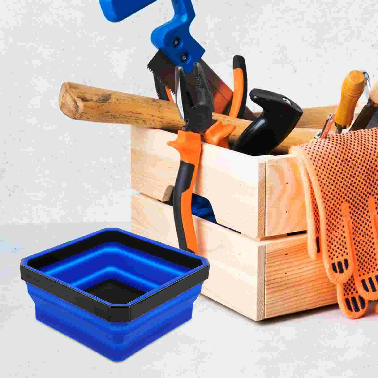Magnetic Silicone Bowl Foldable Parts Tray Storage Small Organizer Folding Square