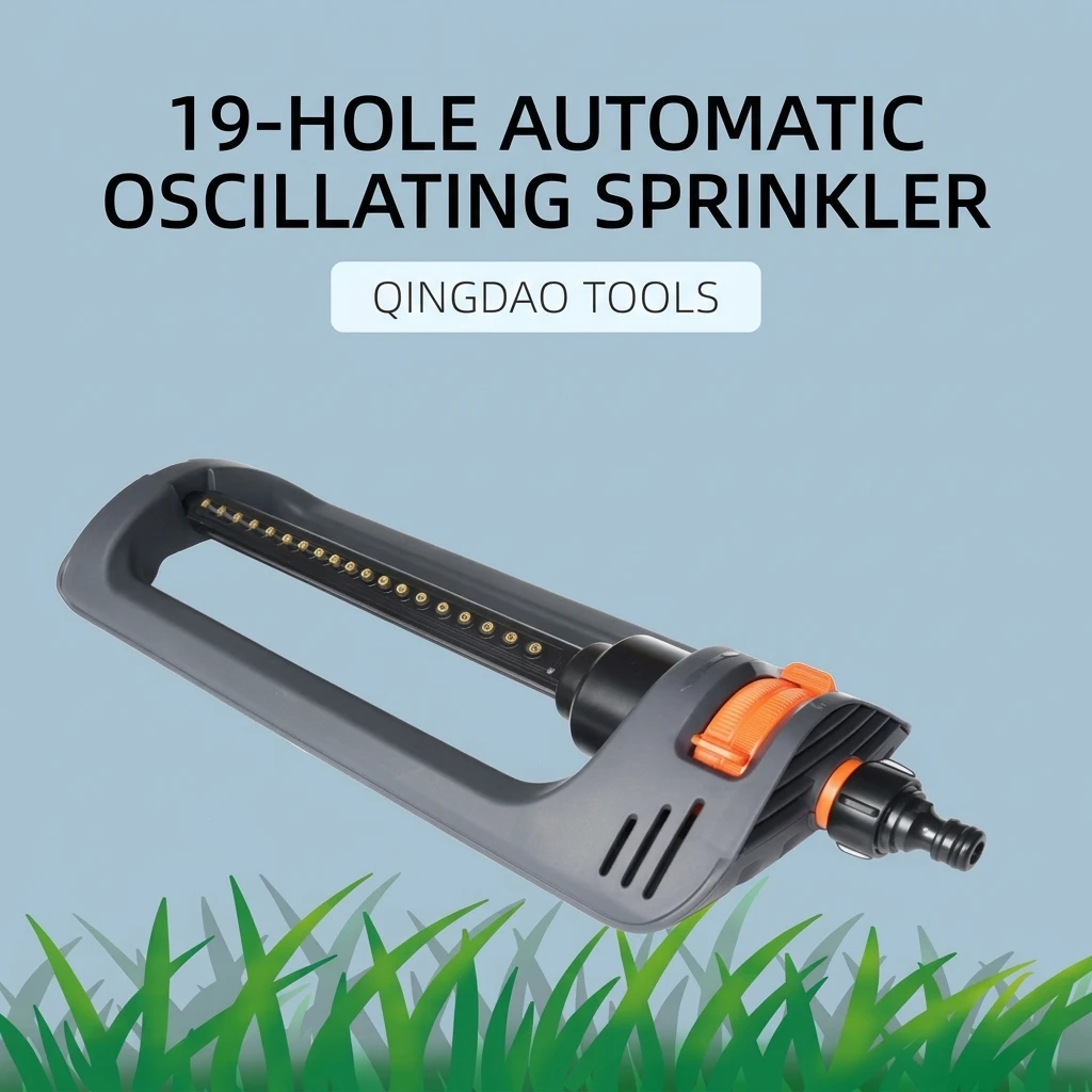 YGTITAN 19-Hole Oscillating Sprinkler, Automatic Swing Water Sprinkler for Garden Lawn Concrete Curing & Dust Suppression