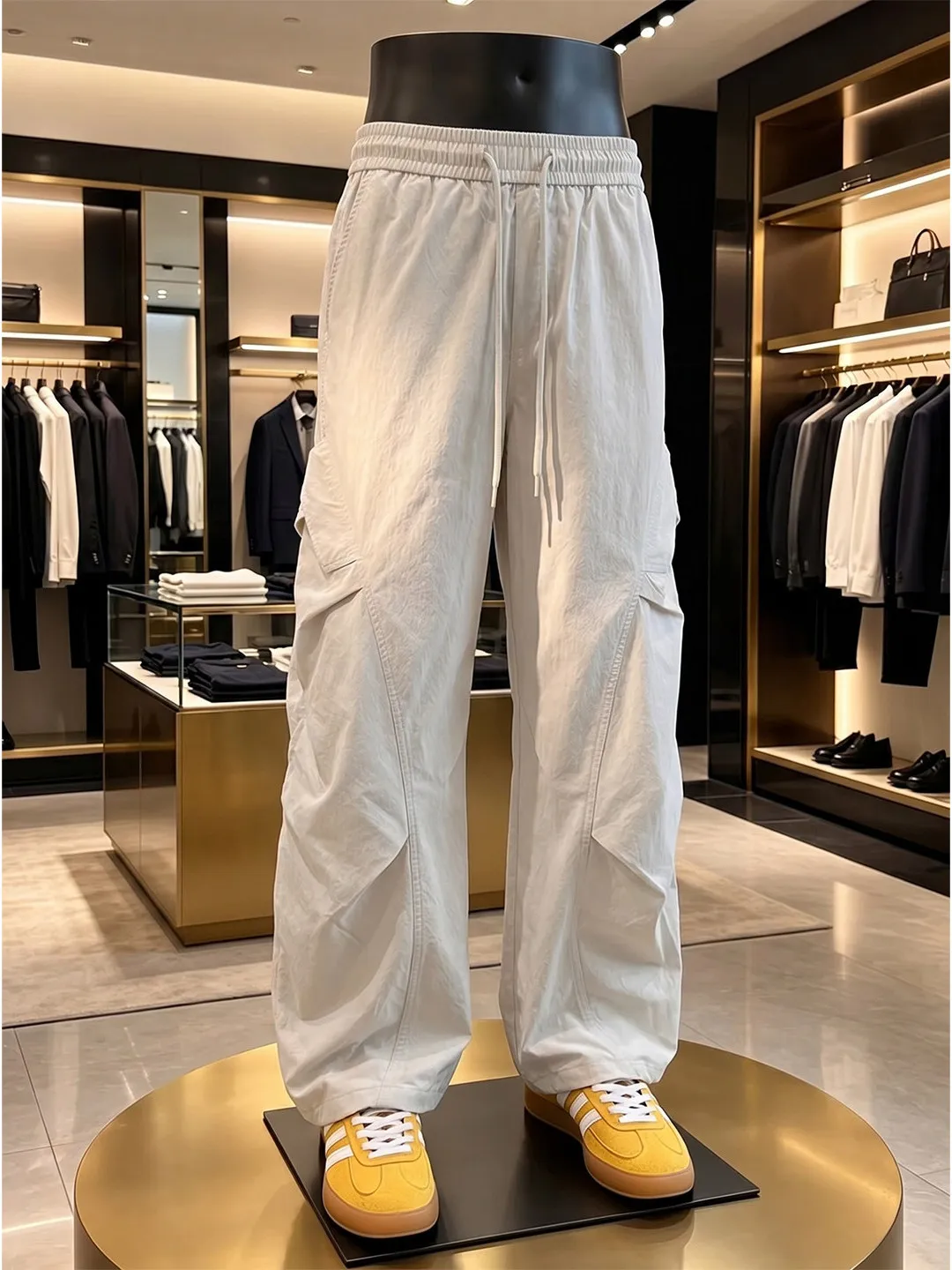 American Style Pleated Quick Dry Ice Silk Pants Men Women Summer Thin Outdoor Hiking Trousers Climbing Sports Pants