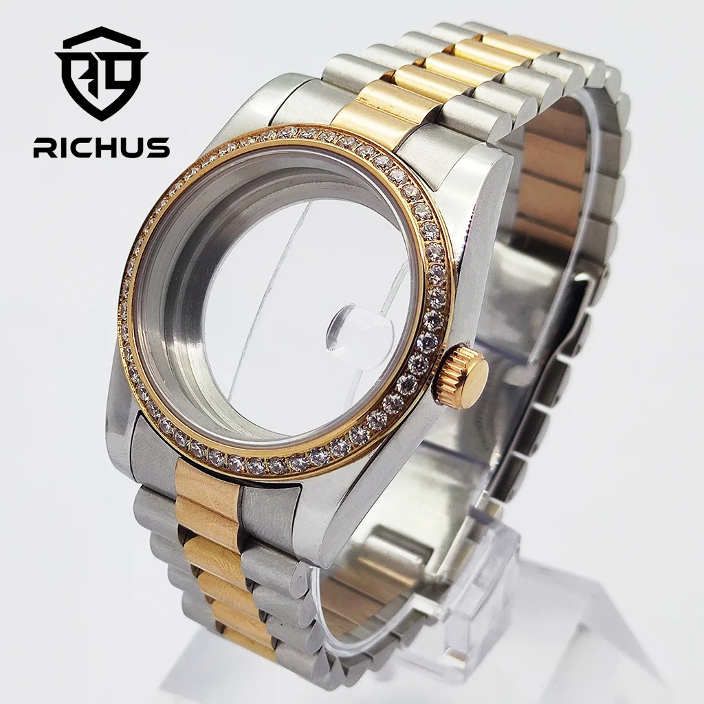 

RICHUS 36/39mm Rose Gold Watch Case Sapphire Glass Fit NH34 NH35 NH36 ETA2824 PT5000 Miyota8215-DG Movement Watch Accessories