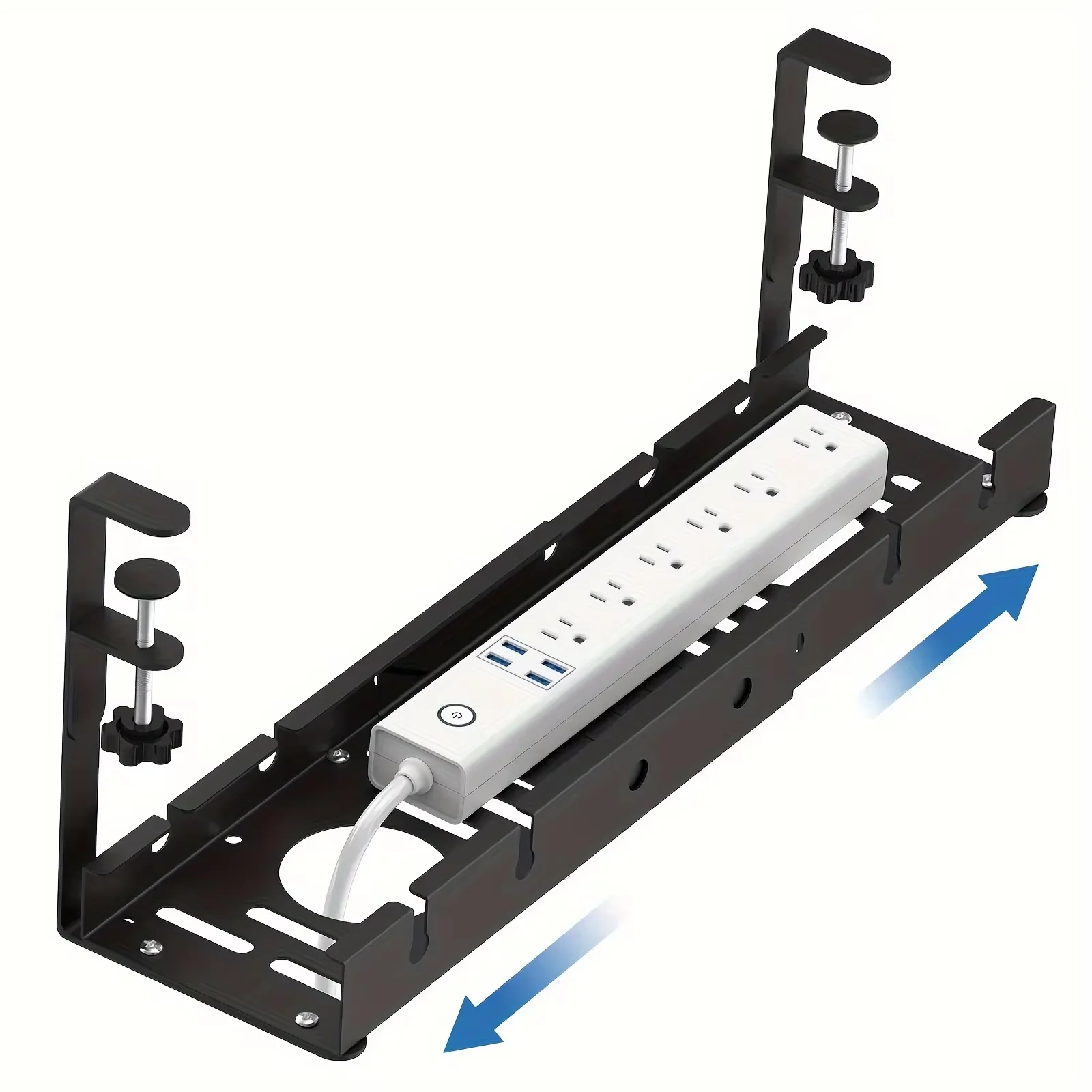 Non-punching adjustable adjustable length under the table cable rack socket storage rack table bottom hanging basket