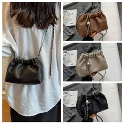 Gold Ball Chain Chain Cloud Fold Bag Popular Messenger bag Pu Leather Crossbody Bag Handbag Bucket Bag Outdoor