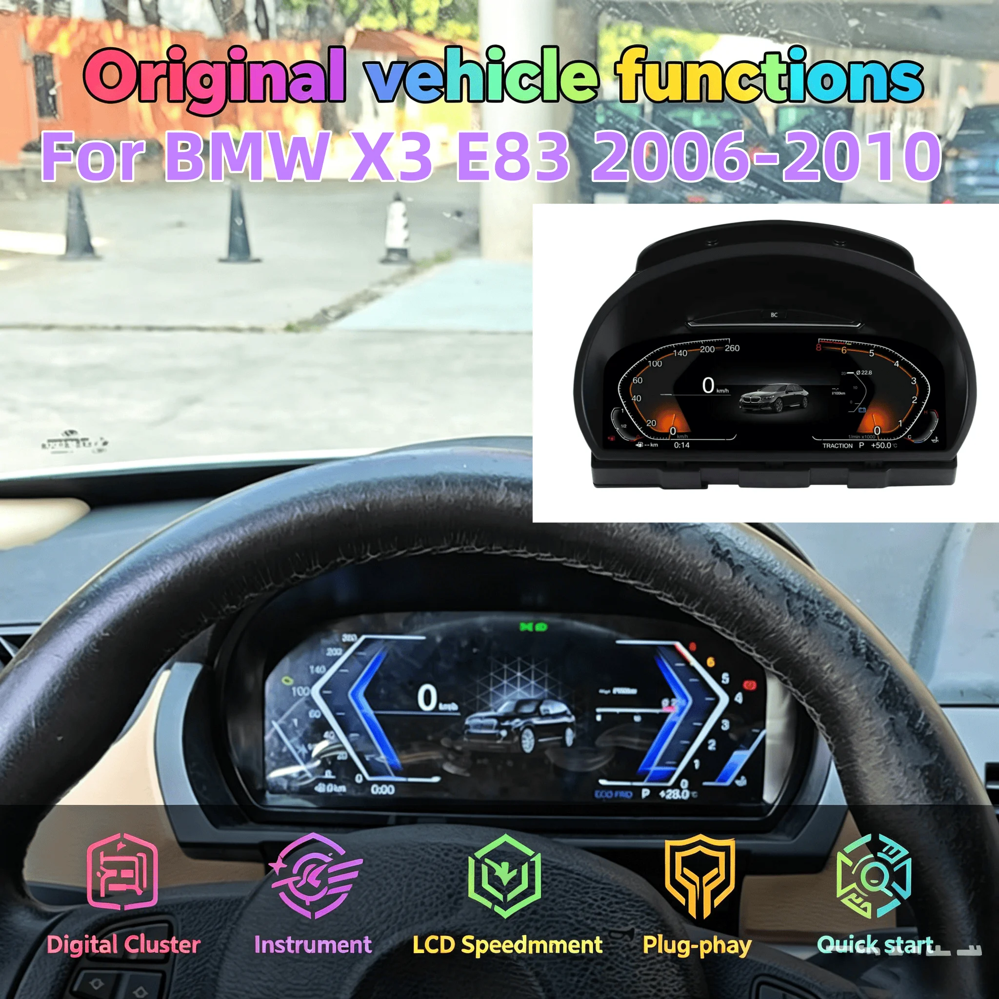Car Digital Cluster Virtual Cockpit Carplay For BMW X3 E83 2006 2007 2008 2009 2010 Digital Dashboard Speed Meter Screen Dash