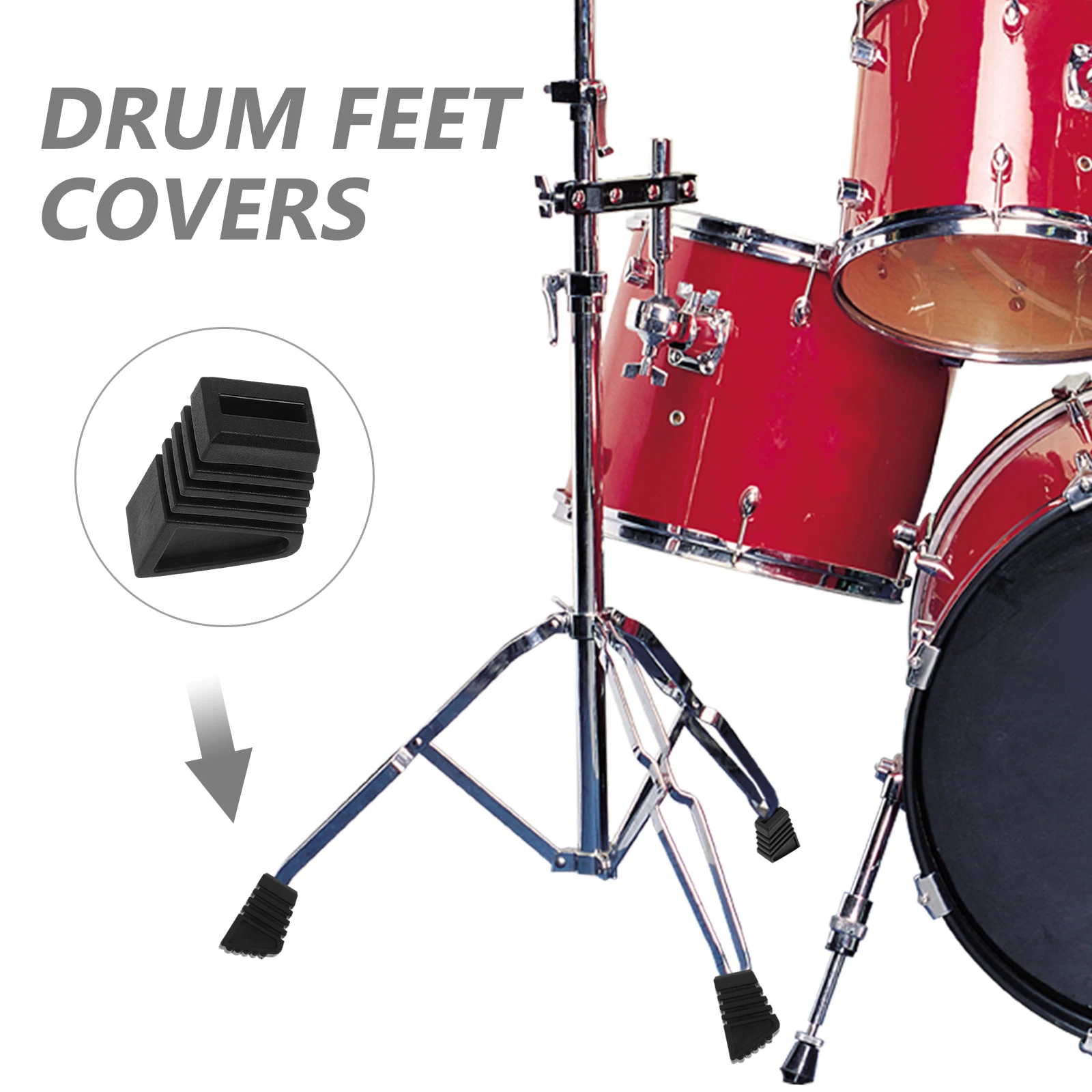 

3pcs Rubber Sleeve Anti Slip Drum Stand Foot Pad Durable Replacement Feet For Drum Kit Rack Percussion Instruments Rack Feet