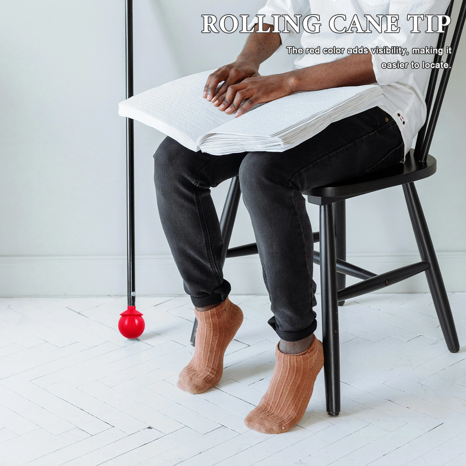 

Rotating Hook Blind Cane Tip Enhanced Safety Guide Connector for Visually Impaired Universal Plastic Walking Crutch Attachment