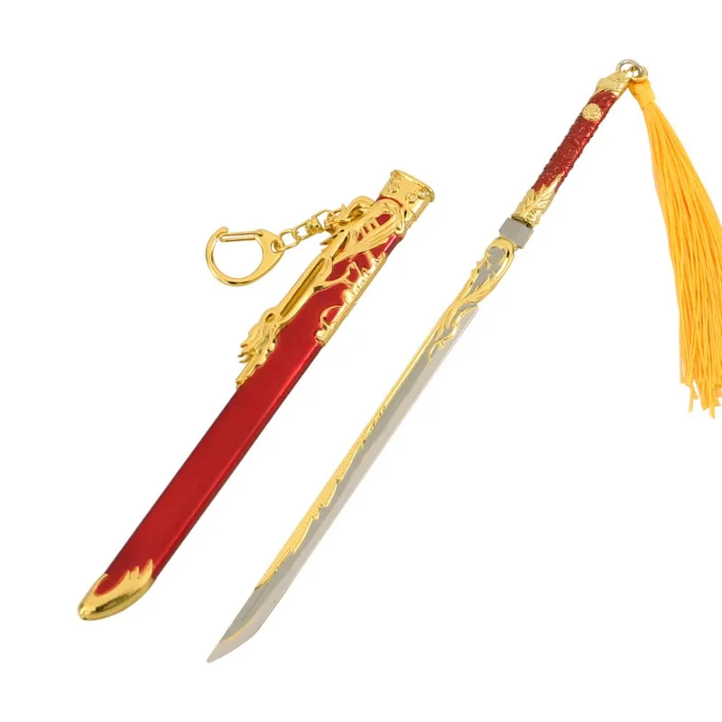 22cm/8.66in Game Peripheral Tang Horizontal Toy Swords Model Toy Alloy Sheathed Collection Weapon Ornament Desktop Display Gifts