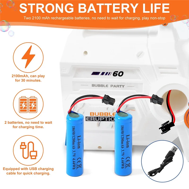 Máquina de burbujas eléctrica con luz AS96-LED, jabón completamente automático con 60 agujeros para niños, fiestas al aire libre, regalo para niños