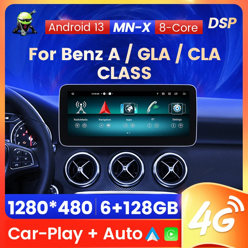 NaviFly Android 13 CarPlay dla Mercedes Benz A W176 GLA X156 CLA C117 2013-2018 Samochodowy multimedialny odtwarzacz wideo Ekran HD Navition