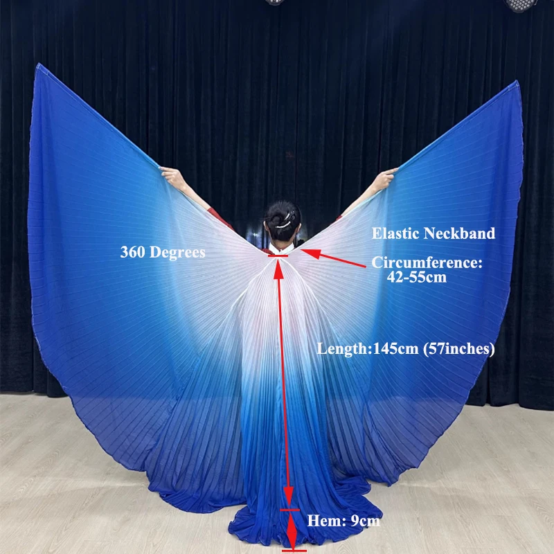 

Belly Dance Wings Women With Telescopic Sticks Angle Isis Wings 360 Degree Performance Costumes Halloween Carnival Shawl Props