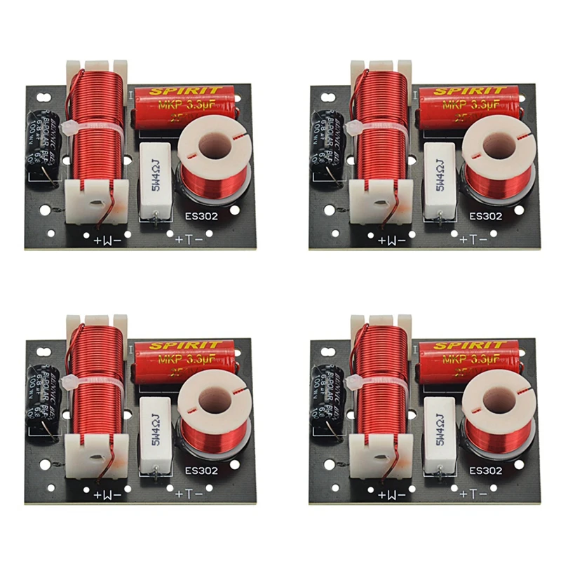 AT41 4X ES302 2 Ways Audio Speaker Crossover Treble+Bass Frequency Divider Crossovers Speaker Filters DIY For Home Theater