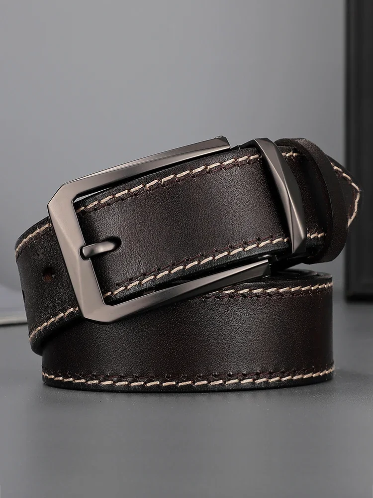 Belt men's leather pin buckle first layer cowhide casual simple young people's belt casual real cowhide young people belt
