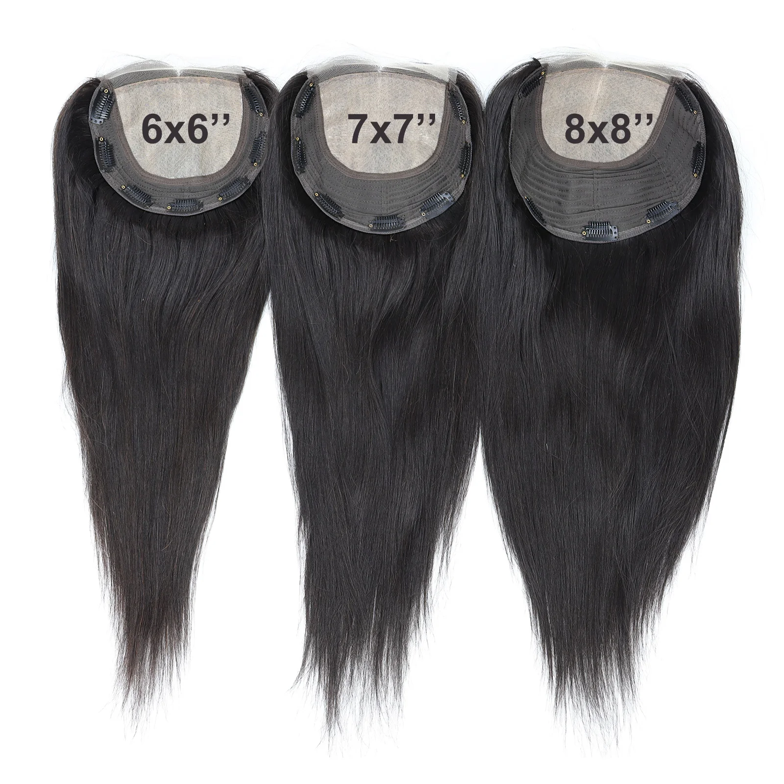 

8x9 дюймов, большой размер, шелковая основа, закрытие человеческих волос, топпер, шелковый топ, чехол для волос Remy, кружевная передняя часть, отбеленные узлы с детскими волосами и заколками