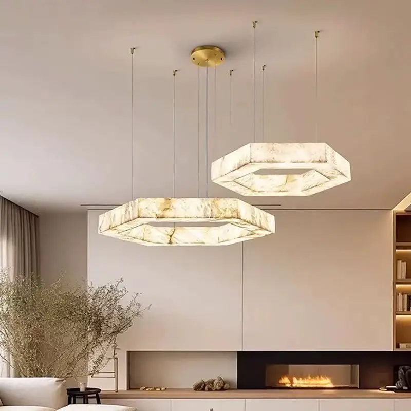 

Marble Single Layer Double Layer Ring Chain Chandelier Pendant Light Luster Ceiling Lamp for Living Room Staircase Home interior