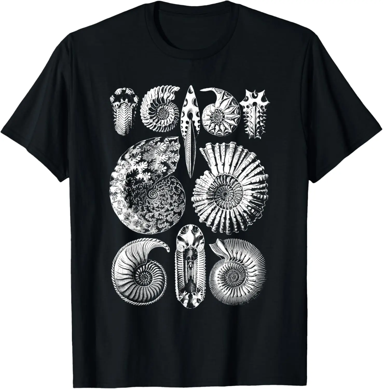 

Vintage Haeckel Ammonite Fossils Collection Graphic Tee Soft Cotton Breathable T-Shirt