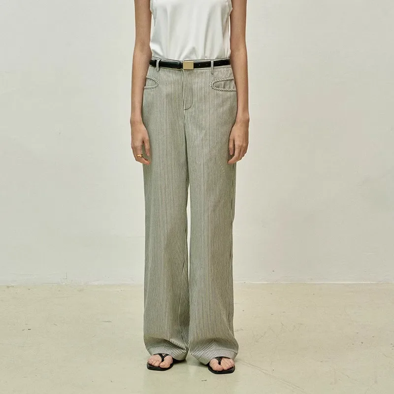 

Luxury Brands Women's Pants Mid-Waist Loose straight Tube Trousers High-quality 2023 Spring and Summer New Leisure Pants