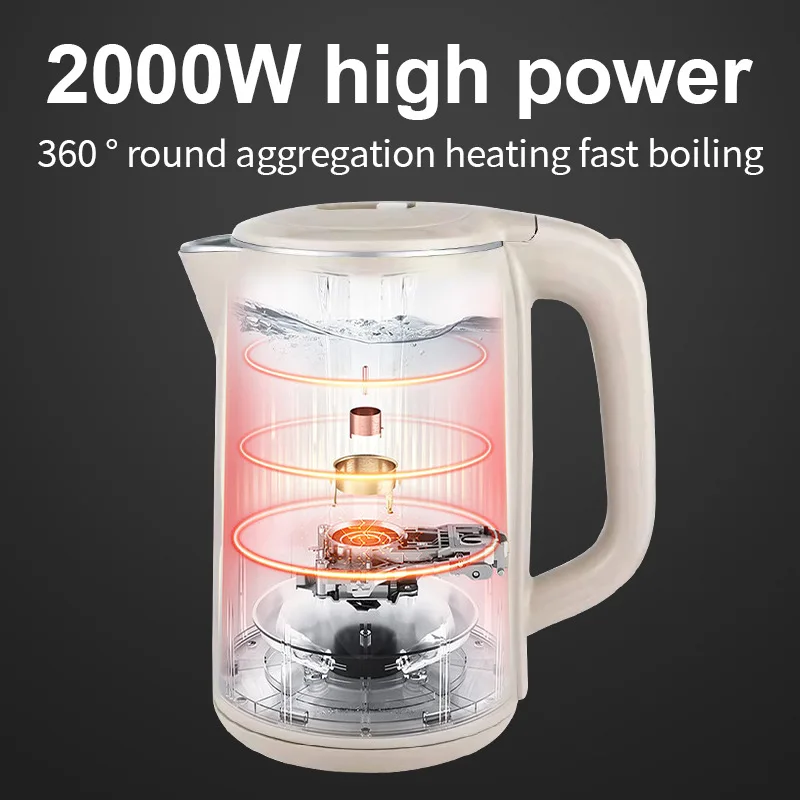Electric Kettle 2.5 Liter Hot Water Boiler , 2000 Watt BPA-Free Portable Tea Maker Fast Heating Element, Brew Coffee & Beverage