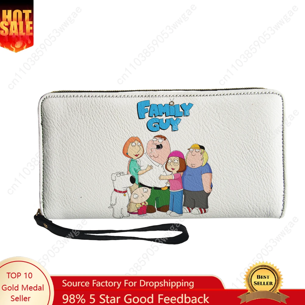

Family Guy Wallet Purse Mens Womens Teenagers Zipper Long Wallet Double Print Commuter Customized Photo Portable Wallet Gift Bag