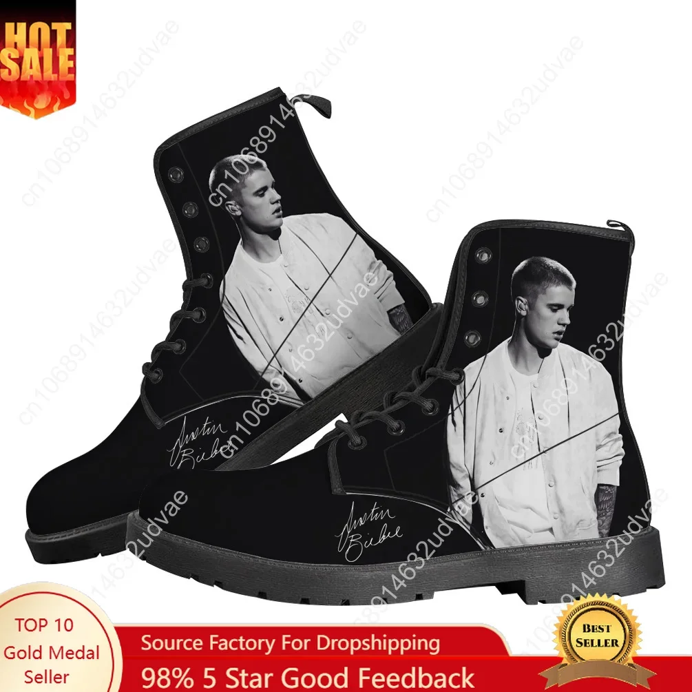 

Ботинки Джастин Бибер для мужчин и женщин, подростковые повседневные ботинки, легкие уличные ботинки высокого качества, с принтом на заказ для пар