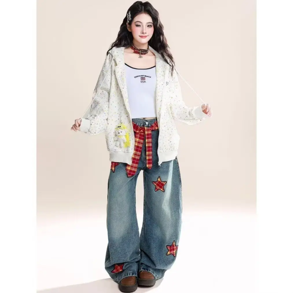 

Мужские джинсы в стиле хип-хоп из Гонконга, с принтом-надписью, модные, из смесового хлопка и полиэстера, со средней посадкой, на молнии, прямого кроя