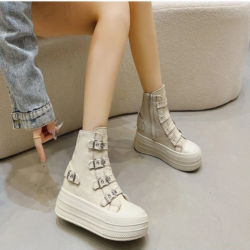 2024 Autumn Punk Style Women Casual Sneakers Platform Wedge Heel Women\'s Shoes Female non-slip Comrfortable Shoes Women Spring
