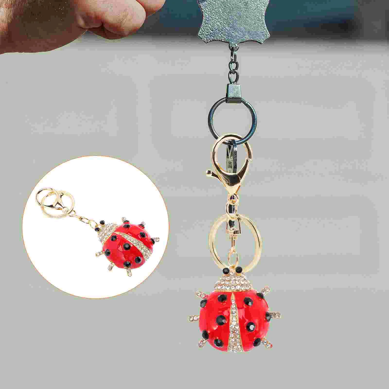 

Gecko Ladybug Keychain Tote Bag Keyring Accessories Alloy Rhinestone Hanging Baby Girl