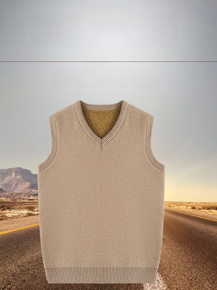 

Men's Thiened Casual Knitted Sweater Vest Busin Casual Sle Warm Mid-Year Overhead New Sle Winter Thiened Sweater