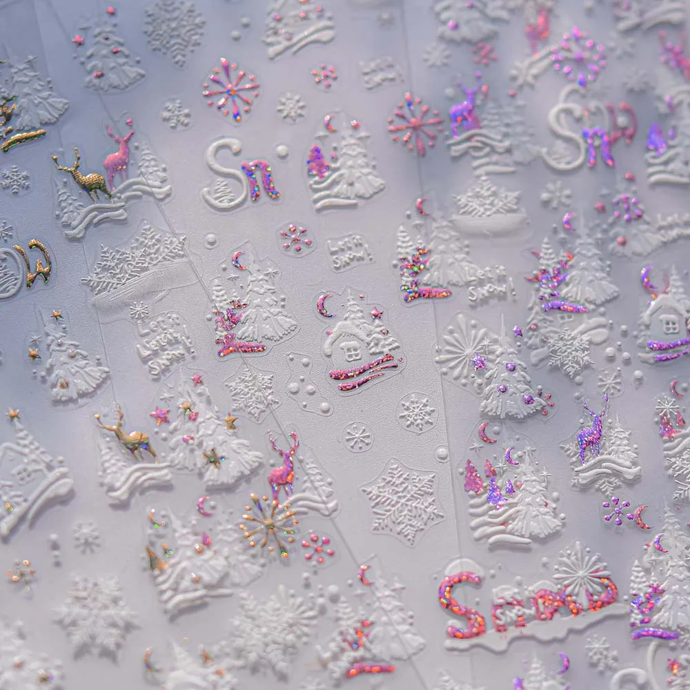 

Nail Accessories Christmas Snowflake Nail Sticker 5D Bronzing Diamond Shell Light Christmas Diamond Nail Decal Christmas Tree