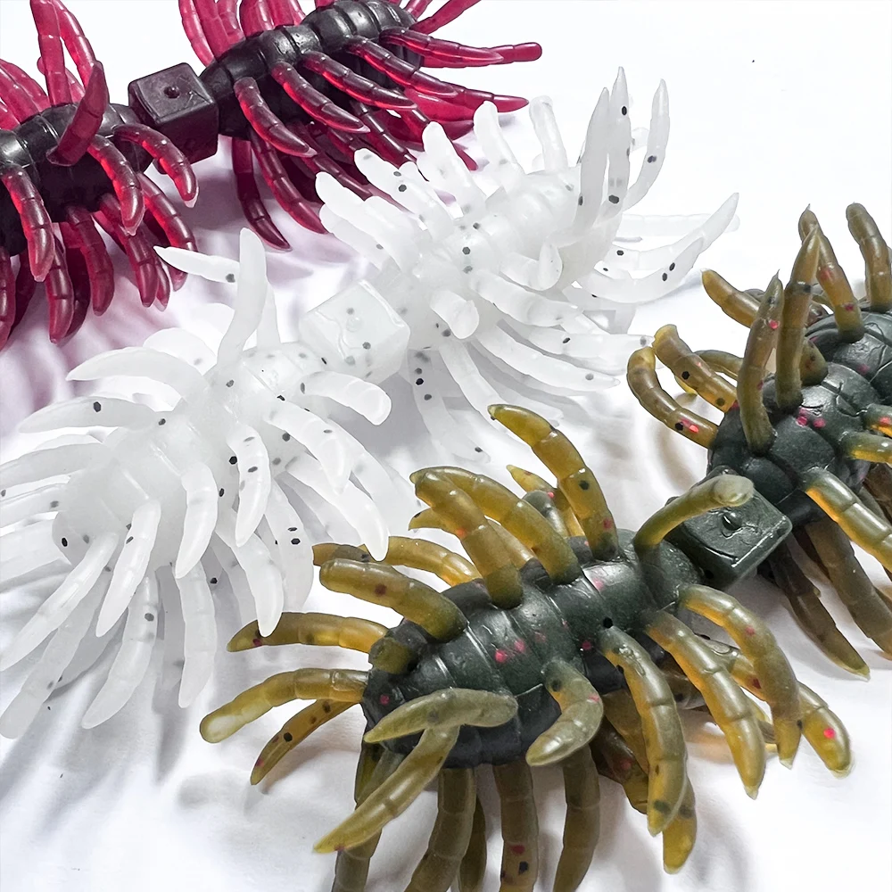 1 Stück, 3 Stück, 11 cm, 10 g, doppelter Kopf mit wackelnden Tentakeln, behaarter Spinnenköder, schwimmender, weicher Köder aus Kunststoff, flexibler Köder für Barsch, Hecht und Forelle. – Detail 18