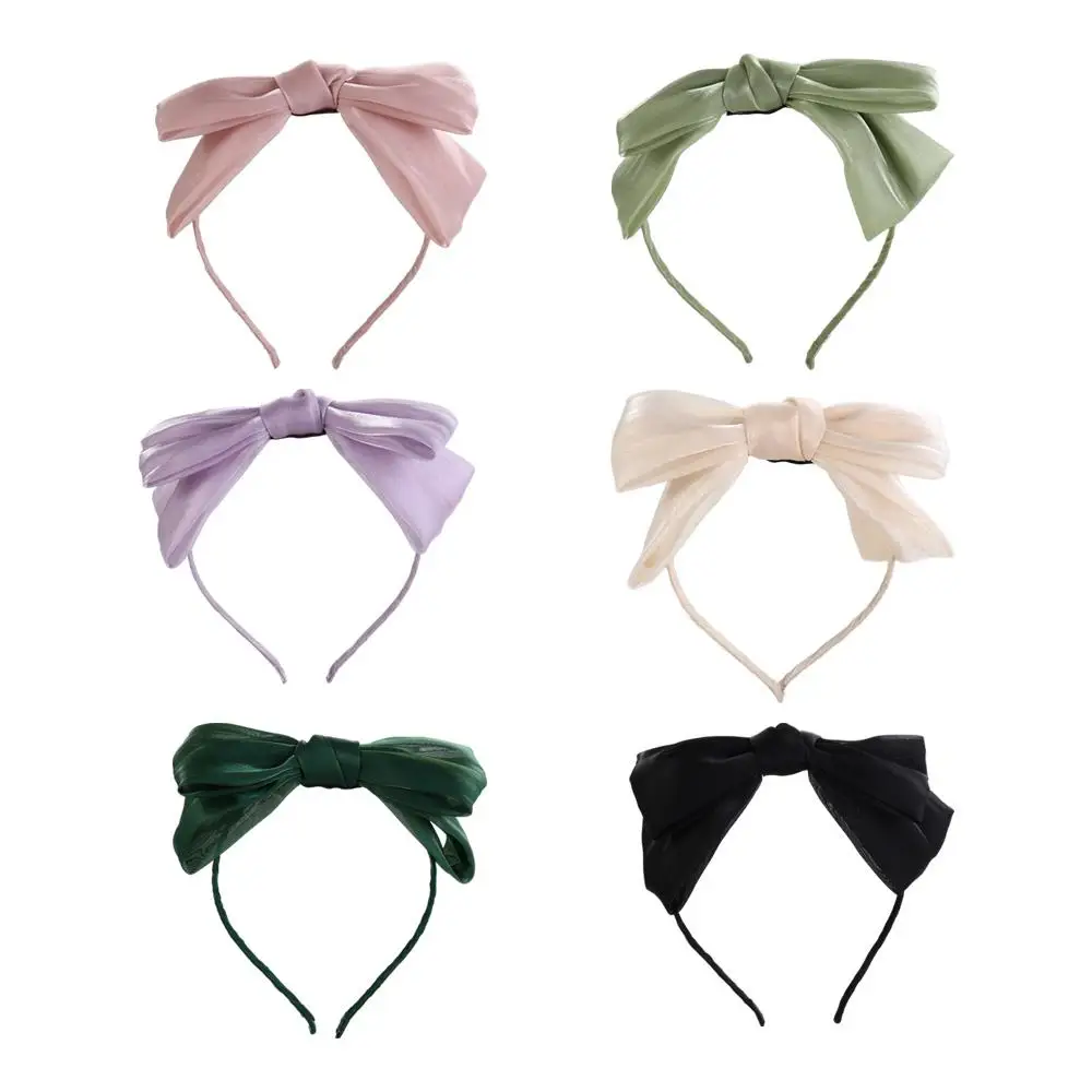 

Elegant Girls Headwear Mesh Barrette Hair Accessories Women Headband Bright Silk Hairband Bow Hair Hoop Korean Style Hairband