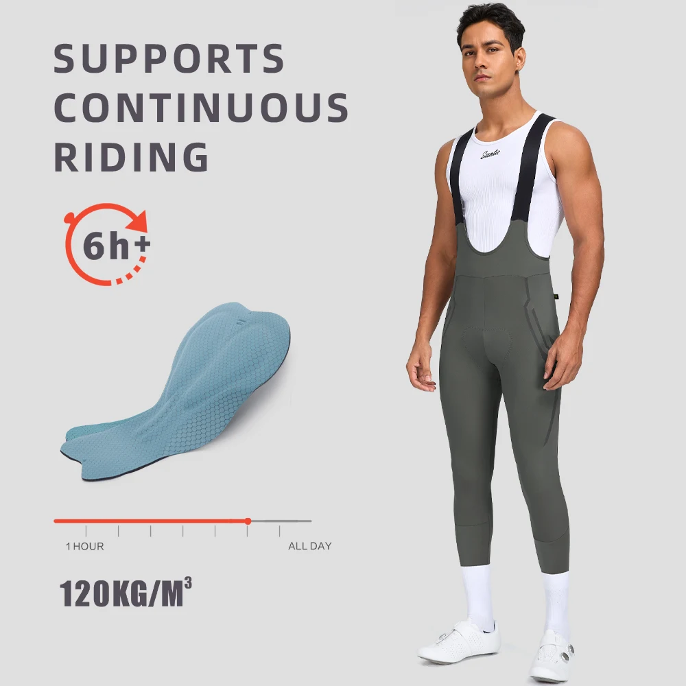 

Santic Men's Cycling Bib Pants Exhaust Moisture Absorbing Sponge Cushion Cycling Breathable Reflective Strap Pants TM25C04285