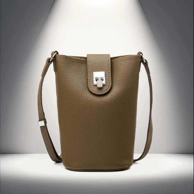 

Genuine leather phone bag, high-quality, fashionable, simple, casual cowhide shoulder bag, crossbody bag, small bag, women's bag