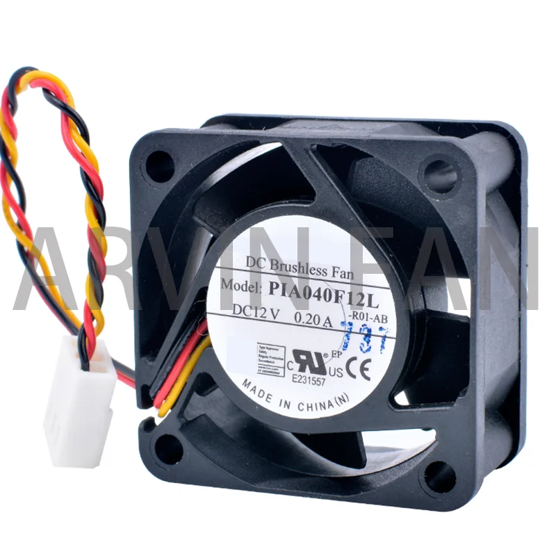 PIA040F12L 4cm 40mm Fan 4020 40x40x20mm DC12V 0.20A 3 Lines Dual Ball Bearing Speed Detection CPU High Air Volume Cooling Fan