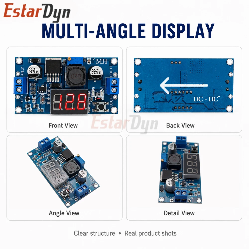 Estardyn LM2596 3A Buck Step Down Converter 4-40V to 1.25-37V Adjustable Voltage Regulator Module with LED Voltmeter for DIY