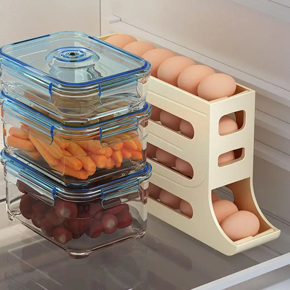 Kitchen Large Capacity Egg Box Refrigerator Egg Storage Box Refrigerator Egg Storage Box Roll Down Egg Dispenser For Kitchen